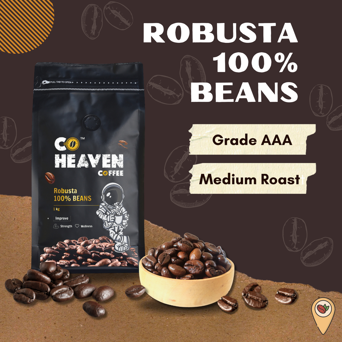 Robusta 100% Coffee Beans | AAA grade | coheaven whole beans