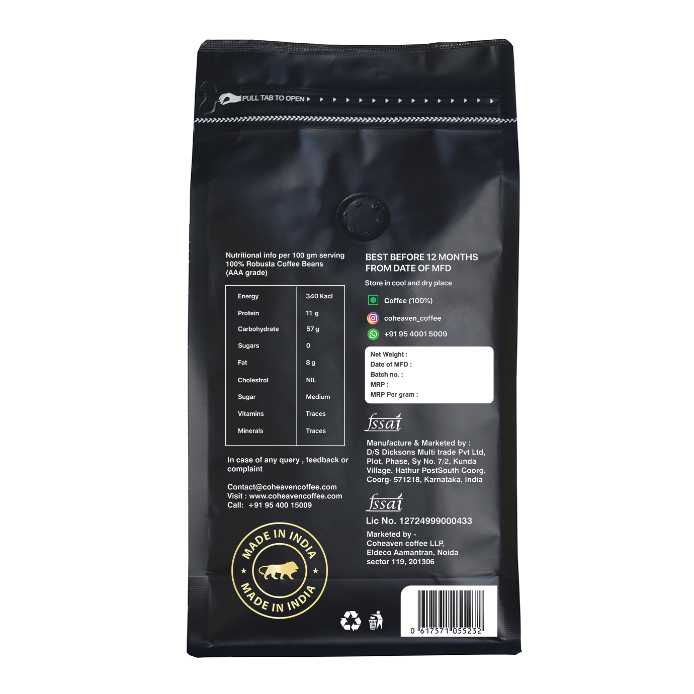 Robusta 100% Coffee Beans | AAA grade | coheaven whole beans